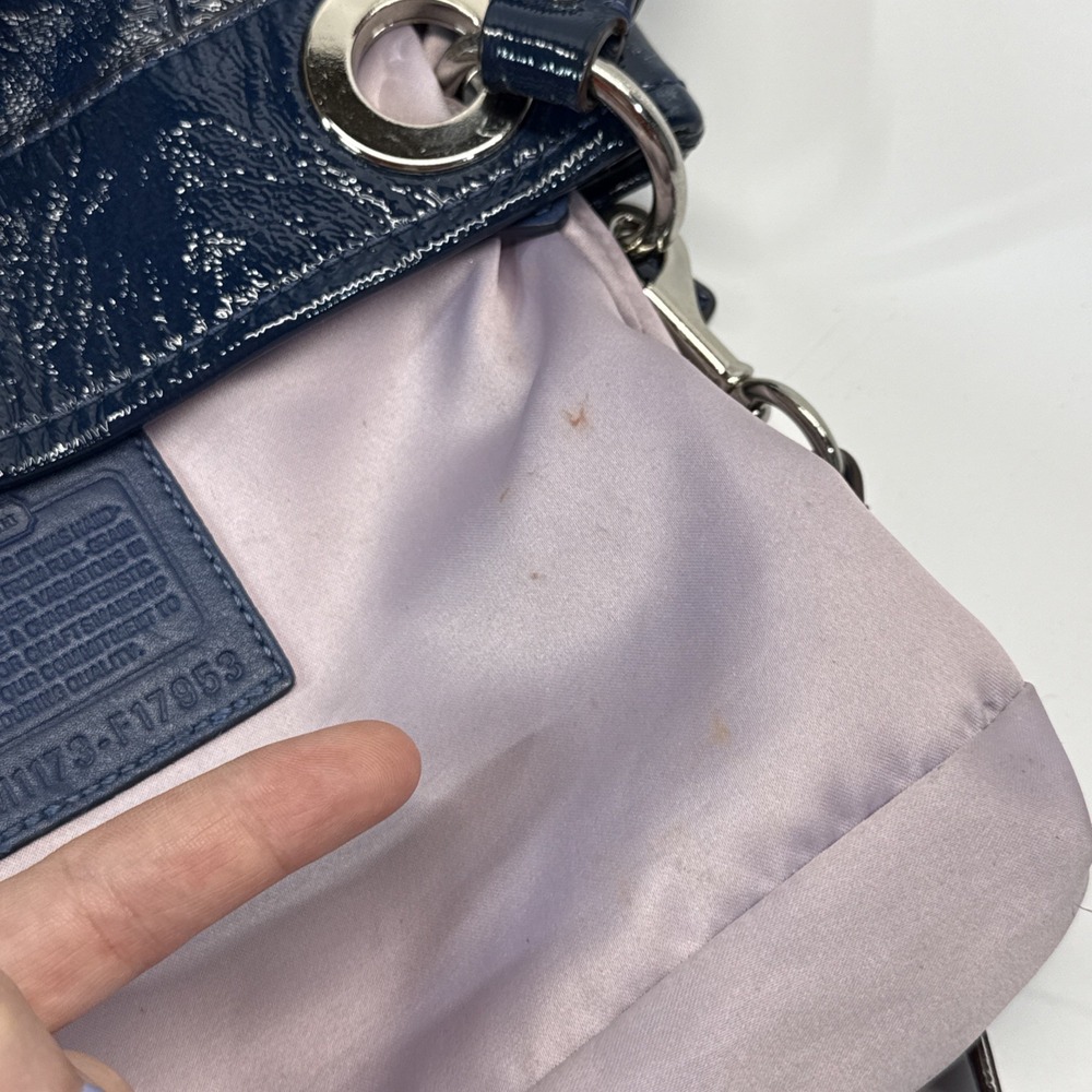 Coach Ashley Crossbody Blue Patent Leather F17953 Shoulder Bag Y2K - Picture 11 of 14